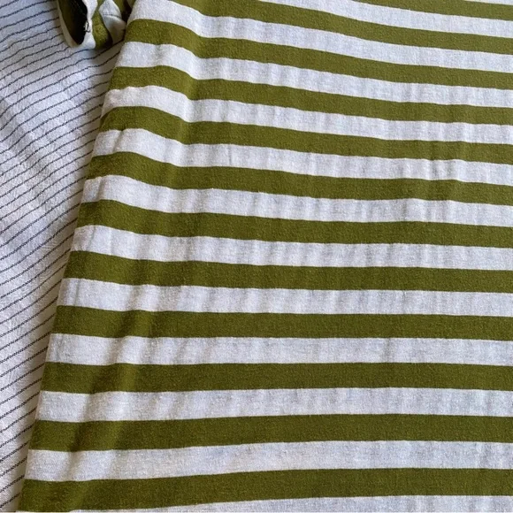 H&M Olive Green & White Striped Short Sleeve Tee Shirt - Picture 5 of 9